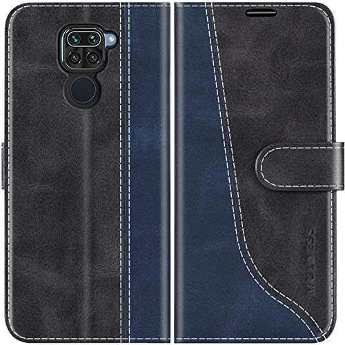 Mulbess für Xiaomi Redmi Note 9 Hülle, Handyülle Leder mit Kartenfach, Klapphülle mit Magnetverschluss, Flip Case Etui Handytasche Schutzhülle, Stilvoll Schwarz von Mulbess