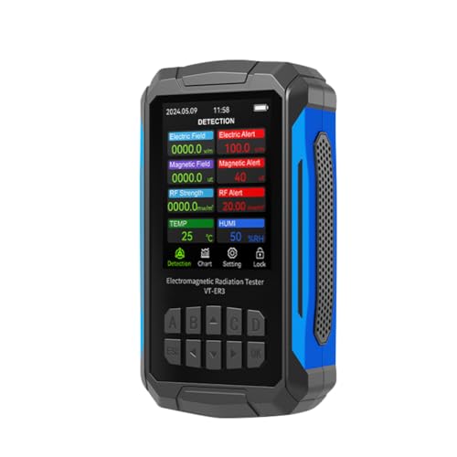 Mulcort VT-ER3 5-in-1-Detektor für elektromagnetische Strahlung, umfassender Tester für Hochfrequenz, elektrisches Feld, magnetische Feldstärke, Temperatur und Luftfeuchtigkeit Mulcort VT-ER3 5-in-1-Detektor für elektromagnetische Strahlung, umfassender Tester für Hochfrequenz, elektrisches Feld, magnetische Feldstärke, Temperatur und Luftfeuchtigkeit von Mulcort