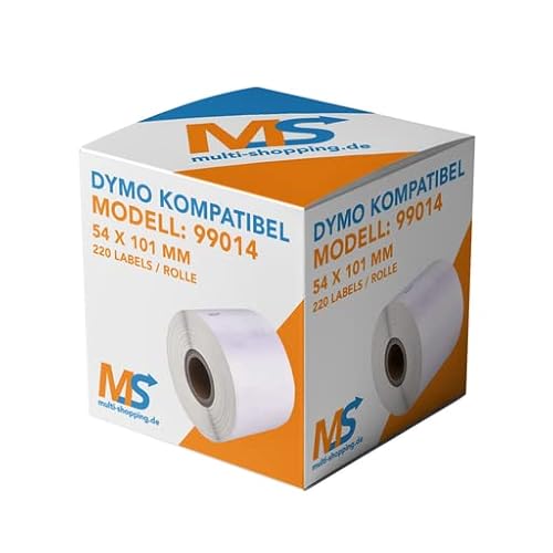 5 x Multi-Shopping Kompatible Etiketten für Dymo 99014 S0722430 54 x 101 mm Weiss 220 stück je Rolle für Labelwriter 4XL LW 330 Labelwriter400 400 Duo 450 Twin Turbo von Multi-Shopping