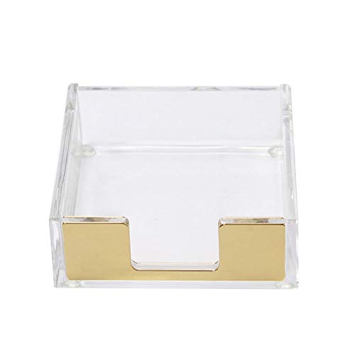 MultiBey Haftnotizen, Notizblock-Halter, Spender, Roségold, mit transparentem Schreibtischzubehör, Organizer, Zubehör für Büro, Zuhause, Schulen (Gold) von MultiBey