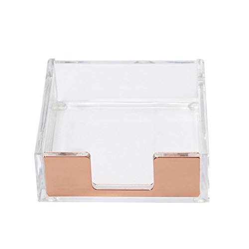 Multibey Haftnotizen/Notizblock-Halter/Spender in Roségold mit transparentem Schreibtischzubehör für Büro und Schule 3.7" L x 3.9" W x 1.3" H rose gold von MultiBey