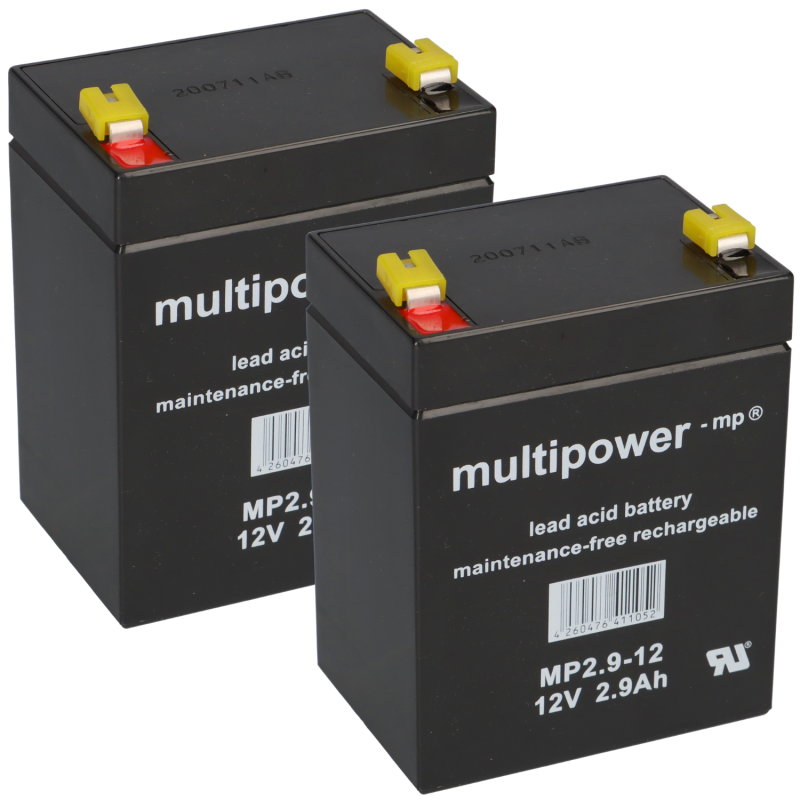12V 2,9Ah Bleigel, für Samitec Hebesysteme zum Selbsteinbau 2 Stück 12V 2,9Ah Bleigel, für Samitec Hebesysteme zum Selbsteinbau 2 Stück von Multipower
