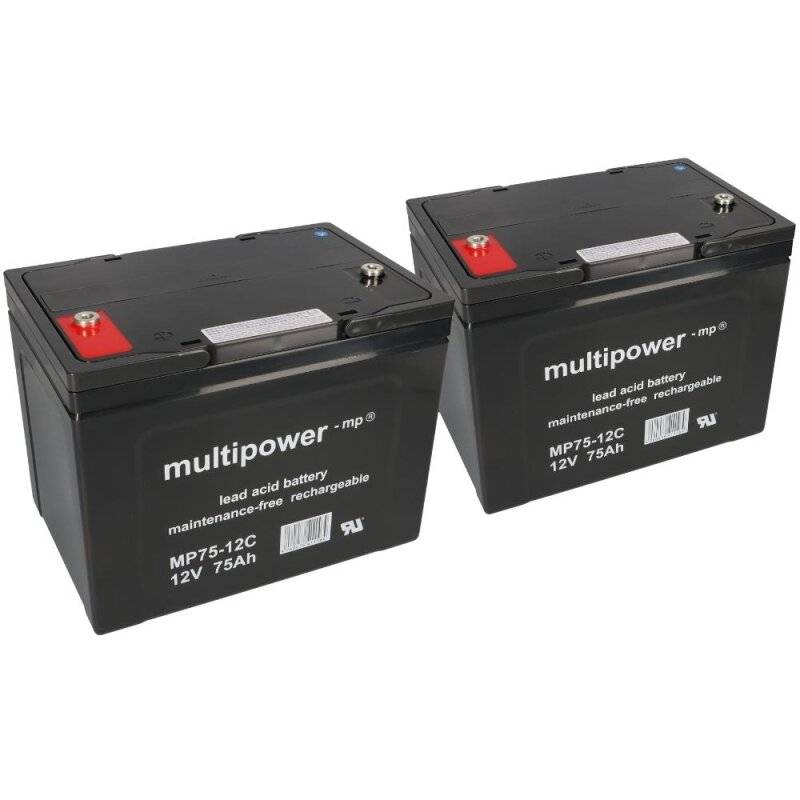2 x 12V 75Ah Blei AGM Akku-Satz Batterien für Scooter Invacare Comet Pro 15 km von Multipower