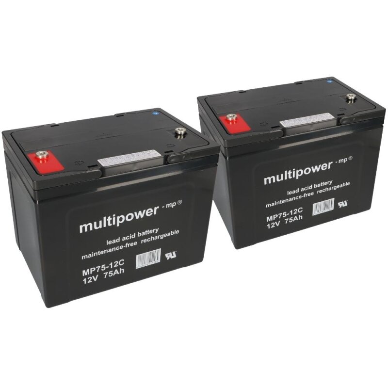 2 x 12V 75Ah Blei AGM Akku-Satz Batterien für Scooter Invacare Comet Pro 15 km 2 x 12V 75Ah Blei AGM Akku-Satz Batterien für Scooter Invacare Comet Pro 15 km von Multipower