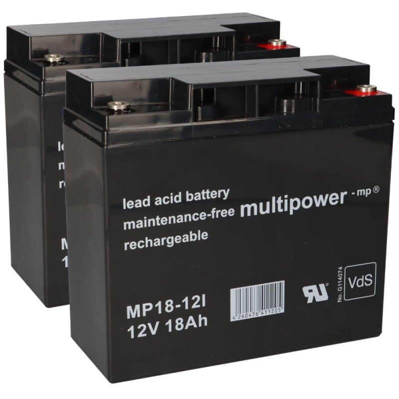 2x Multipower Blei-Akku MP18-12 Pb 12V 18Ah VdS, M5 von Multipower