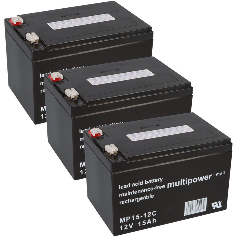3x 12V 15Ah AKKU BATTERIE Elektro Roller Scooter Bt 250 36V 3x 12V 15Ah AKKU BATTERIE Elektro Roller Scooter Bt 250 36V von Multipower