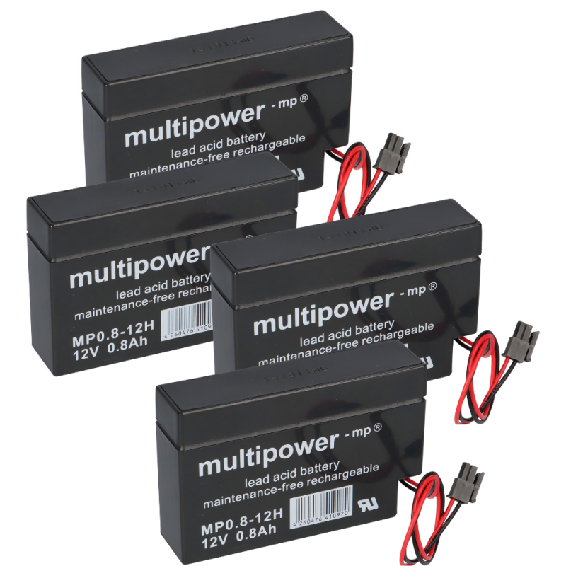 4x Multipower Blei-Akku MP0,8-12H Pb 12V 0,8Ah Heim und Haus Stecker Rollladen von Multipower