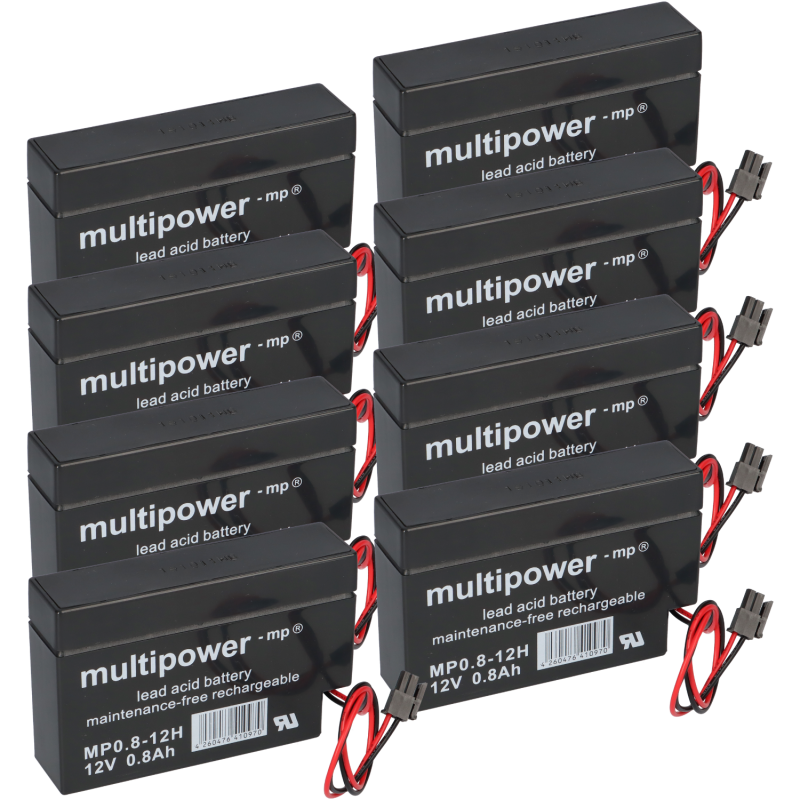 8x Multipower Blei-Akku MP0,8-12H Pb 12V 0,8Ah Heim und Haus Stecker Rollladen von Multipower