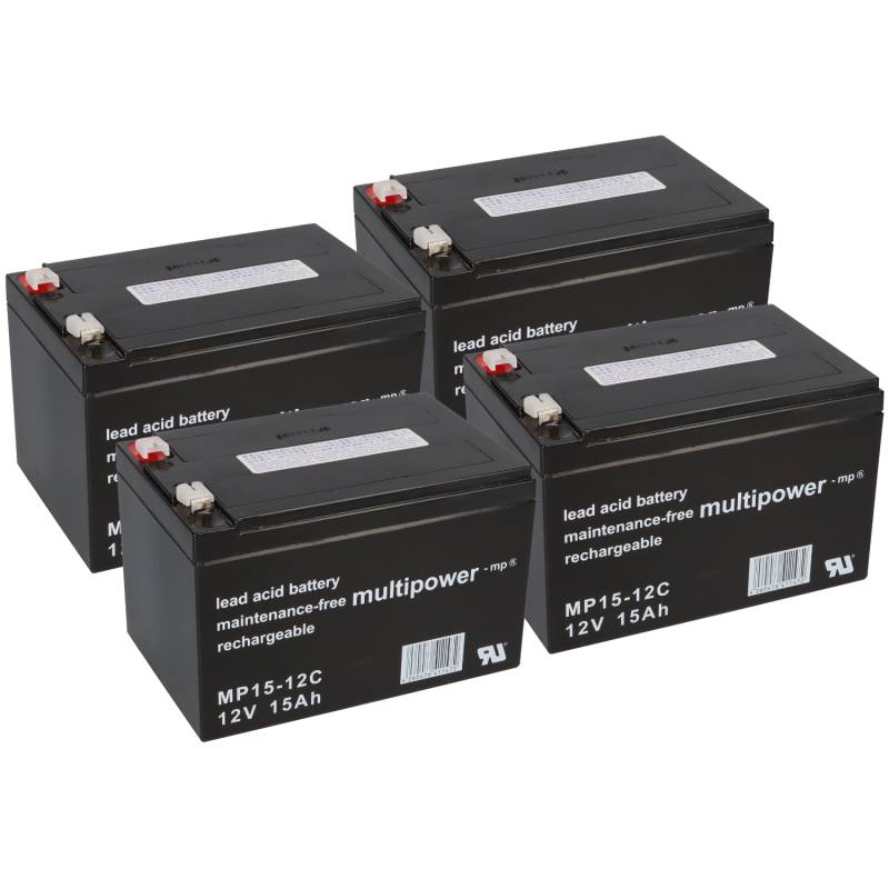 Akku kompatibel Elektro Scooter 1885 4x 12V 15Ah AGM Blei Accu 48V von Multipower