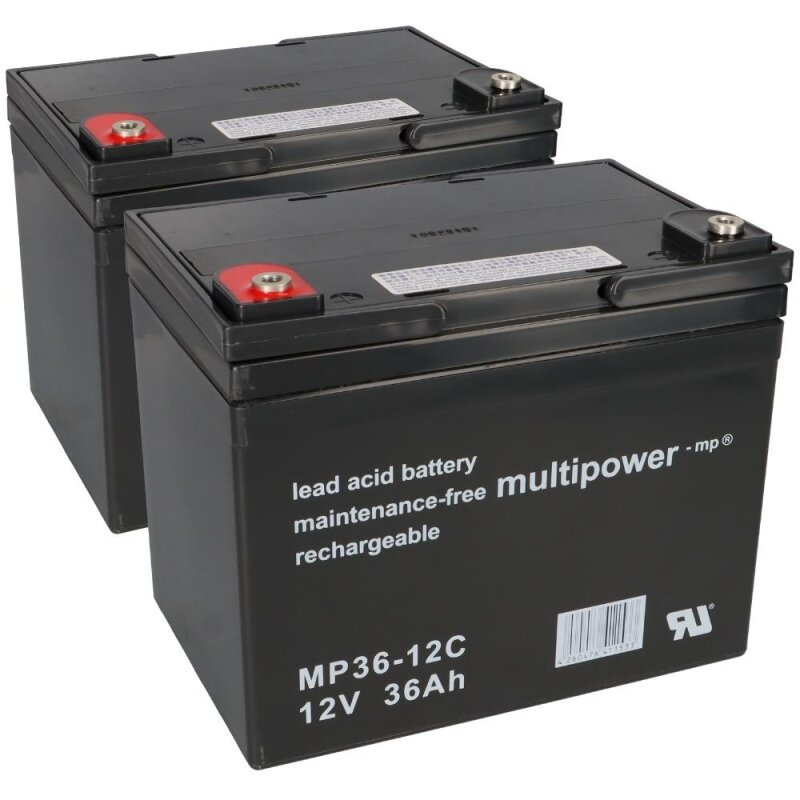 Ersatzakku für Shoprider Portas 2x Multipower 12V - 36Ah Zyklenfest AGM VRLA von Multipower