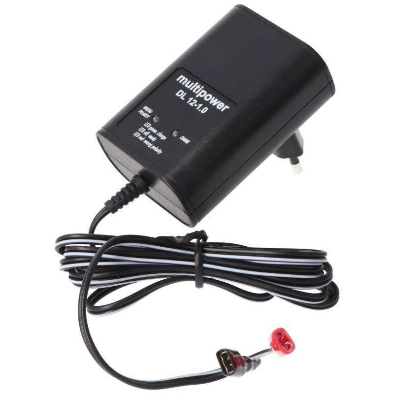 Multi Power Blei Steckerladegerät DL12-1 A 13,8V/1A, mit 6,3mm Faston-Anschluss für 1Ah bis zu 24Ah Blei-Akku von Multipower