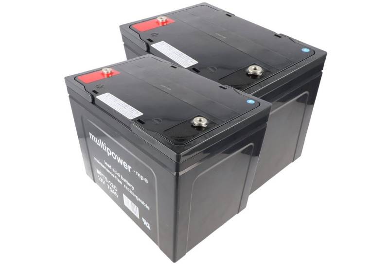 Multipower 2 Stück PB Blei Akku passend für Seniorenmobil Elektromobil AS E 450 Akku 75000 mAh (12,0 V) von Multipower