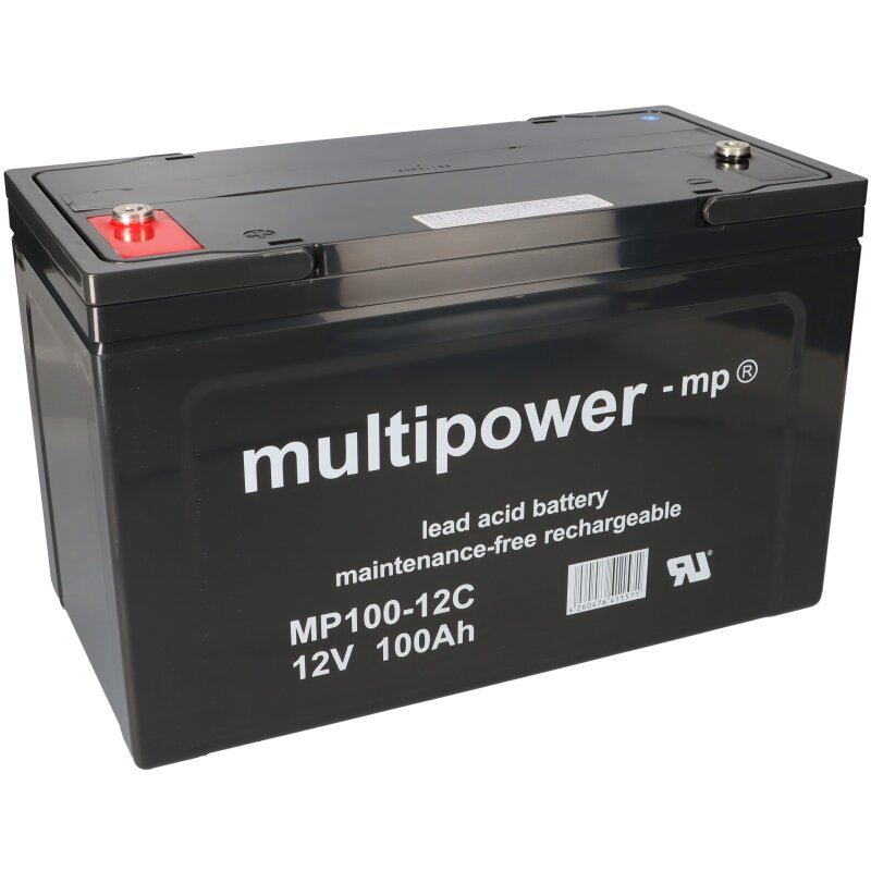 Multipower Blei-Akku MP100-12C Pb 12V / 100Ah Zyklenfest, M6 Innengewinde von Multipower