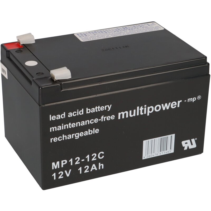 Multipower Blei-Akku MP12-12C Pb 12V/12Ah Zyklenfest Faston 6,3mm von Multipower