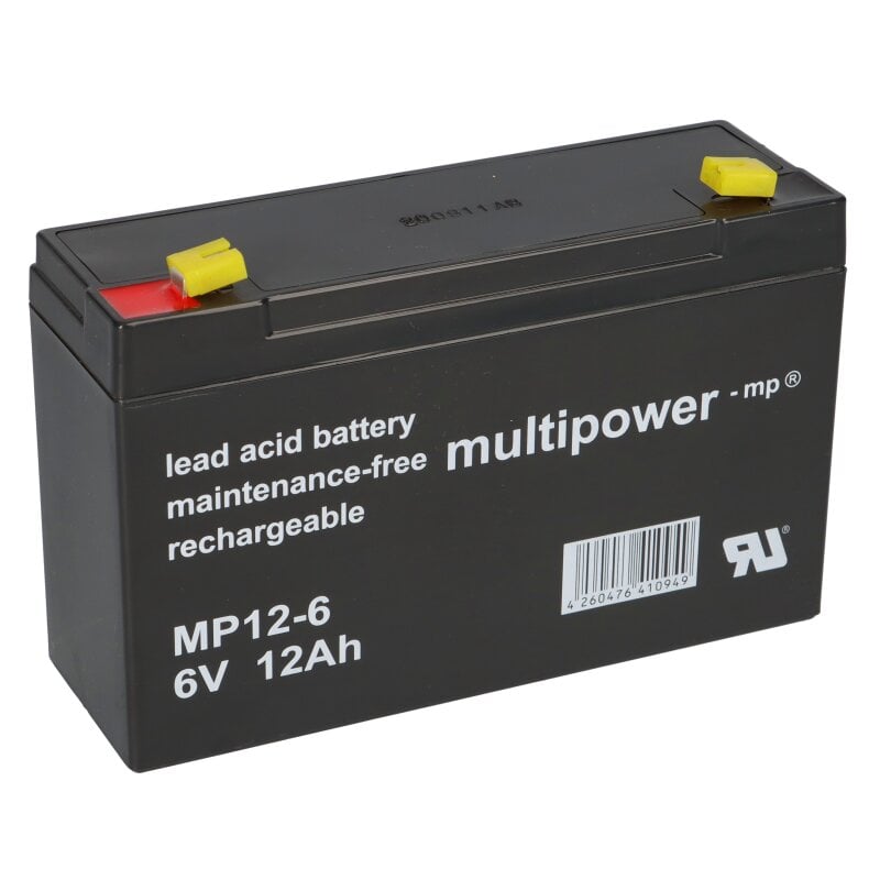 Multipower Blei-Akku MP12-6 Pb 6V 12Ah Faston 4,8mm Multipower Blei-Akku MP12-6 Pb 6V 12Ah Faston 4,8mm von Multipower
