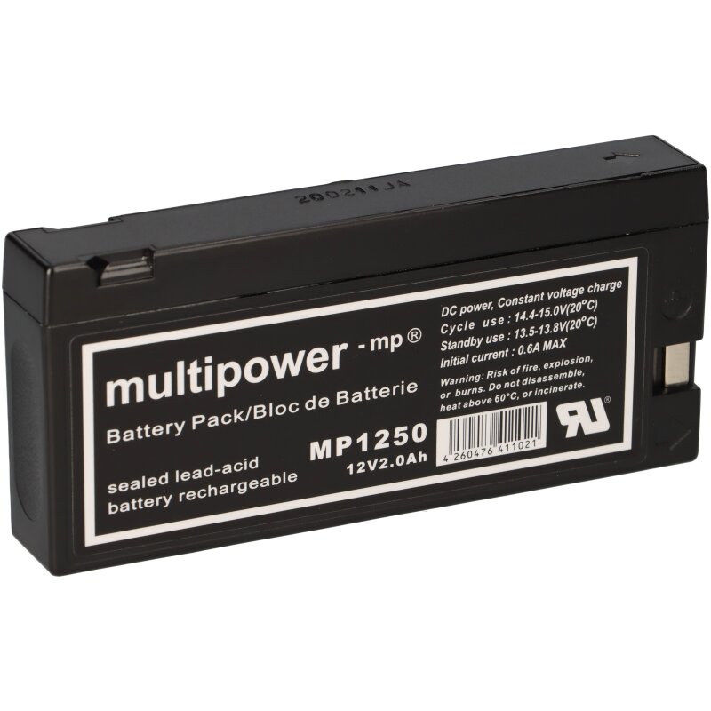 Multipower Blei-Akku MP1250 Pb 12V / 2Ah Klemmkontakt von Multipower