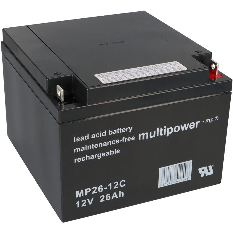 Multipower Blei-Akku MP26-12C Pb 12V 26Ah Zyklenfest, M5 von Multipower