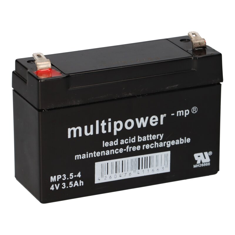 Multipower Blei-Akku MP3,5-4 Pb 4V 3,5Ah Faston 4,8mm von Multipower