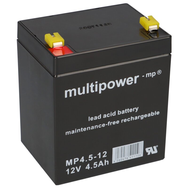 Multipower Blei-Akku MP4,5-12 Pb 12V / 4,5Ah Faston 4,8 von Multipower