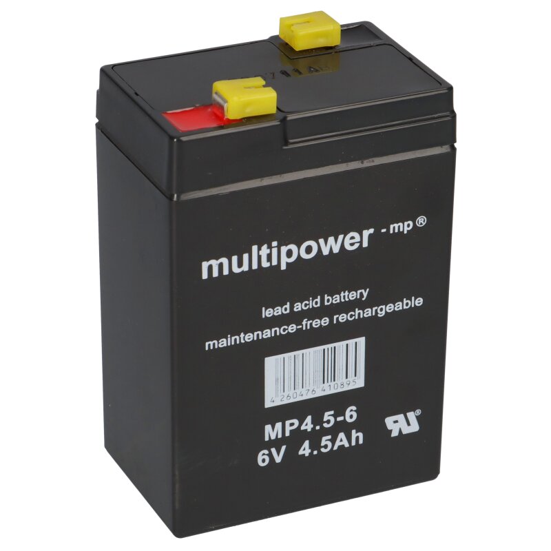 Multipower Blei-Akku MP4,5-6 Pb 6V 4,5Ah Faston 4,8 von Multipower