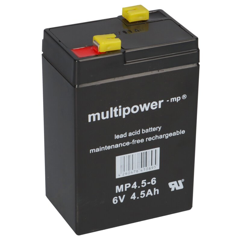Multipower Blei-Akku MP4,5-6 Pb 6V 4,5Ah Faston 4,8 Multipower Blei-Akku MP4,5-6 Pb 6V 4,5Ah Faston 4,8 von Multipower