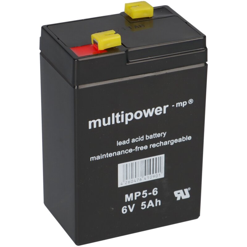 Multipower Blei-Akku MP5-6 Pb 6V / 5Ah Faston 4,8 Multipower Blei-Akku MP5-6 Pb 6V / 5Ah Faston 4,8 von Multipower