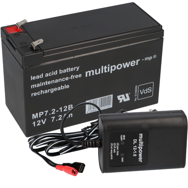 Multipower Blei-Akku MP7,2-12B Pb 12V / 7,2Ah + Ladegerät Multipower Blei-Akku MP7,2-12B Pb 12V / 7,2Ah + Ladegerät von Multipower