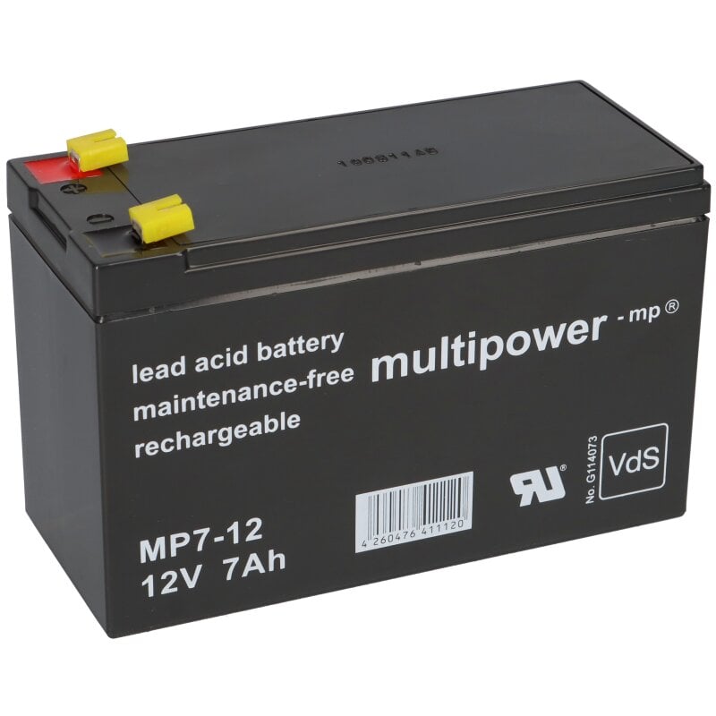 Multipower Blei-Akku MP7-12 Pb 12V / 7Ah VdS, Faston 4,8 mm Multipower Blei-Akku MP7-12 Pb 12V / 7Ah VdS, Faston 4,8 mm von Multipower