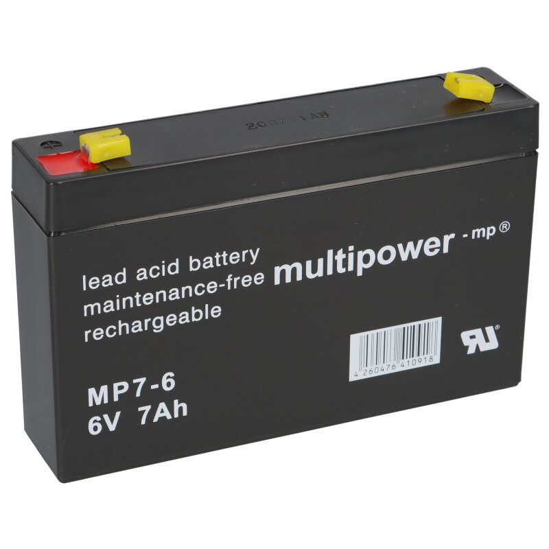 Multipower Blei-Akku MP7-6 Pb 6V 7Ah Fatson 4,8mm von Multipower