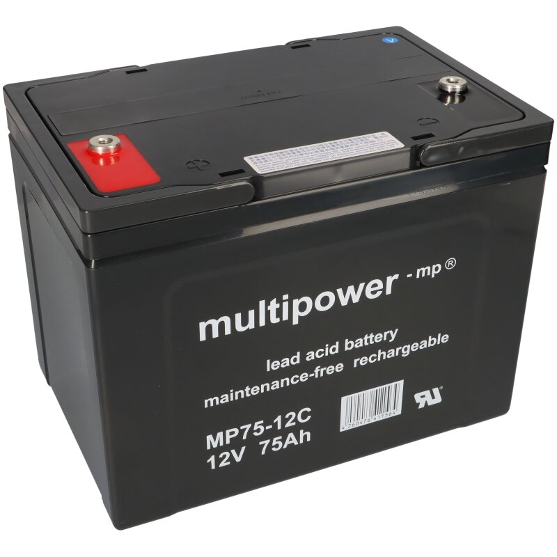 Multipower Blei-Akku MP75-12C Pb 12V 75Ah Zyklenfest, M6 Innengewinde Multipower Blei-Akku MP75-12C Pb 12V 75Ah Zyklenfest, M6 Innengewinde von Multipower