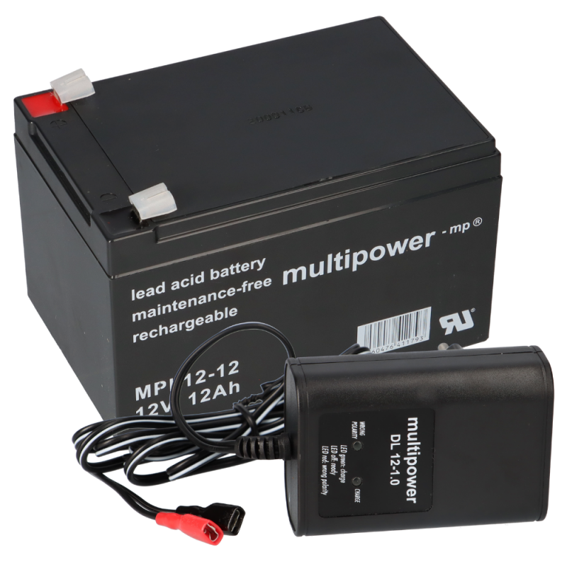 Multipower Blei-Akku MPL12-12 12V 12Ah + Ladegerät Multipower Blei-Akku MPL12-12 12V 12Ah + Ladegerät von Multipower