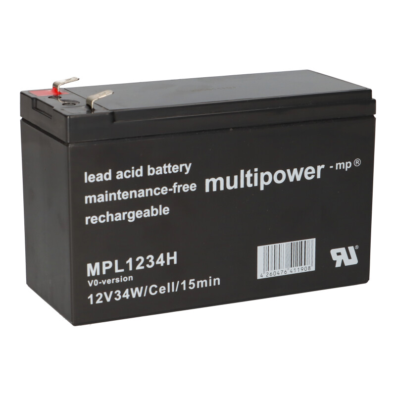 Multipower Blei-Akku MPL1234H-V0 12V / 8,5Ah- Flame retardant Hochstrom - Longlife 10 Jahre von Multipower