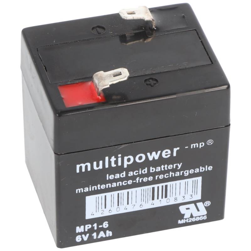 Multipower MP1-6 Akku PB Blei, 6 Volt 1000mAh, Anschluss 4,8m von Multipower