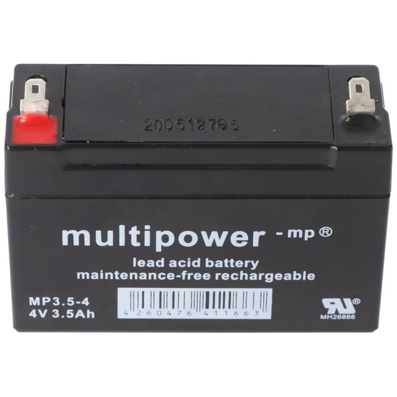 Multipower MP3.5-4 4V 3,5Ah Bleiakku AGM Blei Gel Akku 4,8mm Steckkontakte Faston, 4260476411663 von Multipower