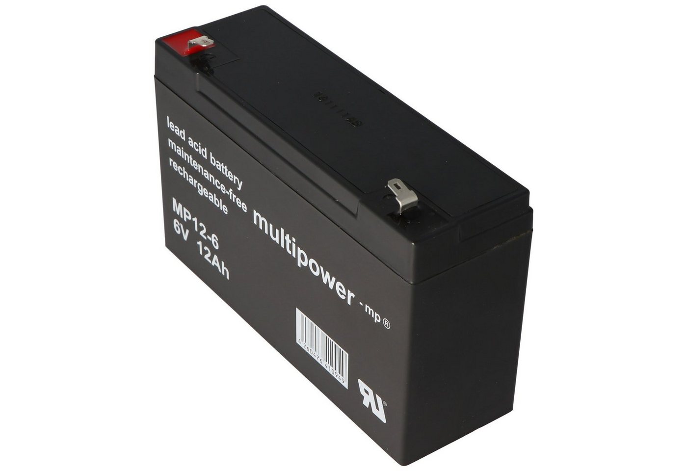 Multipower Multipower MP12-6 Blei Akku mit 4,8mm Faston Stecker 6V, 12Ah Akku 12000 mAh (6,0 V) von Multipower