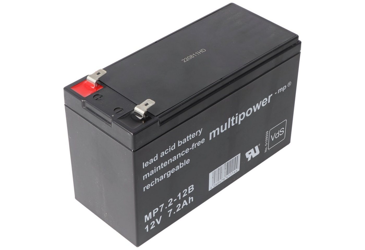 Multipower Multipower MP7.2-12B Blei Akku PB mit Faston Kontakten 6,3mm, VDS G10 Akku 7200 mAh (12,0 V) von Multipower