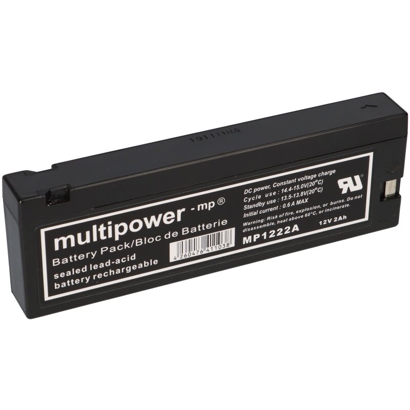 PB Akku Multipower MP1222A für Hellige SMP 300/320 Transportmonitor - 12V 2Ah PB Akku Multipower MP1222A für Hellige SMP 300/320 Transportmonitor - 12V 2Ah von Multipower