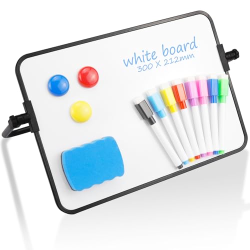 Whiteboard Klein 30 x 21 cm Doppelseitige Whiteboard Magnetisch Trocken Abwischbare Tafel Weiß A4 Schreibtafel mit 1 Ständer 8 Stiften 3 Magneten und 1Radiergummi Whiteboard Klein 30 x 21 cm Doppelseitige Whiteboard Magnetisch Trocken Abwischbare Tafel Weiß A4 Schreibtafel mit 1 Ständer 8 Stiften 3 Magneten und 1Radiergummi von Mumjooyi