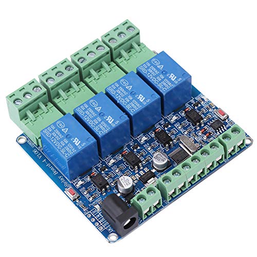 Mumusuki 1 Stück 4-Kanal-Relaismodul-Relais, DC 12 V-Relais, RS485-Relaismodulplatine Stm8S103F3 Mikrocontroller Rs485-Kommunikation von Mumusuki