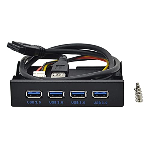 Desktop 3,5 Zoll USB 3.0 19 Pin Hub Drive Bay Front Panel für PC Computer Schwarz Schnellladung 4-Ports Adapter Metall Frontpanel Hub für PC von Mumuve
