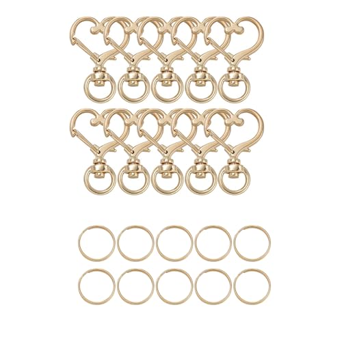 Set mit 10 Herz-Karabinerverschluss mit Schlüsselringen für Schlüsselanhänger, elegantes antikes Finish, Schlüsselhalter, Schmuckherstellungszubehör Set mit 10 Herz-Karabinerverschluss mit Schlüsselringen für Schlüsselanhänger, elegantes antikes Finish, Schlüsselhalter, Schmuckherstellungszubehör von Mumuve