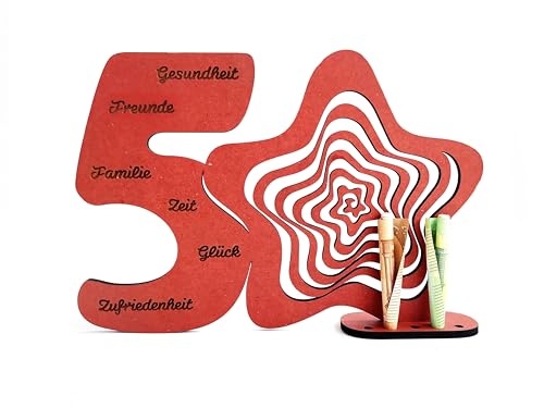 Munera Design - Originelle Geschenk-Idee zum 50 Geburtstag Frauen Männer Deko Farbe Rot von Munera Design