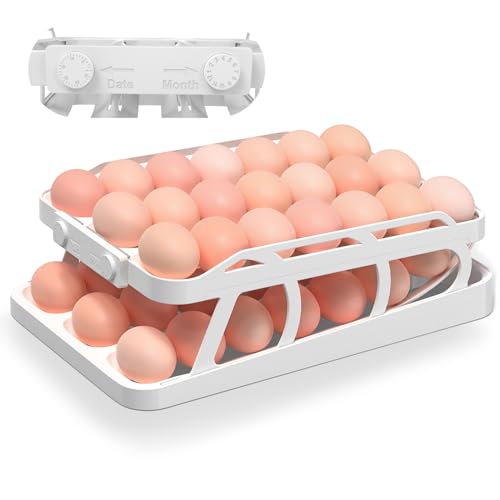 Mupopy Eierhalter Kühlschrank, Zweireihig Eier Aufbewahrung Kühlschrank, Doppelter Automatischer Eierhalter, Rolldown-Eier-Organizer, Platzsparende Eierbox für Küche (Weiß, 3 Reihen und 2 Etagen) Mupopy Eierhalter Kühlschrank, Zweireihig Eier Aufbewahrung Kühlschrank, Doppelter Automatischer Eierhalter, Rolldown-Eier-Organizer, Platzsparende Eierbox für Küche (Weiß, 3 Reihen und 2 Etagen) von Mupopy