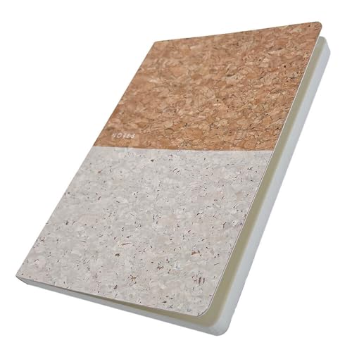 Murago - Notizbuch DIN A5 192 Seiten liniert - Softcover mit Datumsfeld Tagebuch Notizblock Kork braun weiß Notizheft Schreibblok von Murago