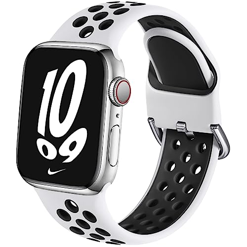 Muranne Sportarmband, kompatibel mit Apple Watch, 38 mm, 40 mm, 41 mm, 42 mm, 44 mm, 45 mm, 49 mm, für Damen und Herren, atmungsaktives, weiches Silikon-Ersatzband für iWatch Ultra 2/Ultra SE Serie 9 Muranne Sportarmband, kompatibel mit Apple Watch, 38 mm, 40 mm, 41 mm, 42 mm, 44 mm, 45 mm, 49 mm, für Damen und Herren, atmungsaktives, weiches Silikon-Ersatzband für iWatch Ultra 2/Ultra SE Serie 9 von Muranne