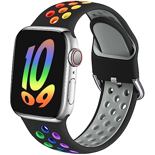 Muranne Sportarmband, kompatibel mit Apple Watch, 38 mm, 40 mm, 41 mm, 42 mm, 44 mm, 45 mm, für Damen und Herren, sportlich, atmungsaktiv, weiches Silikon-Ersatzarmband für iWatch SE Serie 7, 6, 5, 4, Muranne Sportarmband, kompatibel mit Apple Watch, 38 mm, 40 mm, 41 mm, 42 mm, 44 mm, 45 mm, für Damen und Herren, sportlich, atmungsaktiv, weiches Silikon-Ersatzarmband für iWatch SE Serie 7, 6, 5, 4, von Muranne