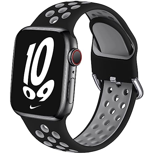 Muranne Sportarmband, kompatibel mit Apple Watch, 38 mm, 40 mm, 41 mm, 42 mm, 44 mm, 45 mm, für Damen und Herren, sportlich, atmungsaktiv, weiches Silikon-Ersatzarmband für iWatch SE Serie 7, 6, 5, 4, Muranne Sportarmband, kompatibel mit Apple Watch, 38 mm, 40 mm, 41 mm, 42 mm, 44 mm, 45 mm, für Damen und Herren, sportlich, atmungsaktiv, weiches Silikon-Ersatzarmband für iWatch SE Serie 7, 6, 5, 4, von Muranne