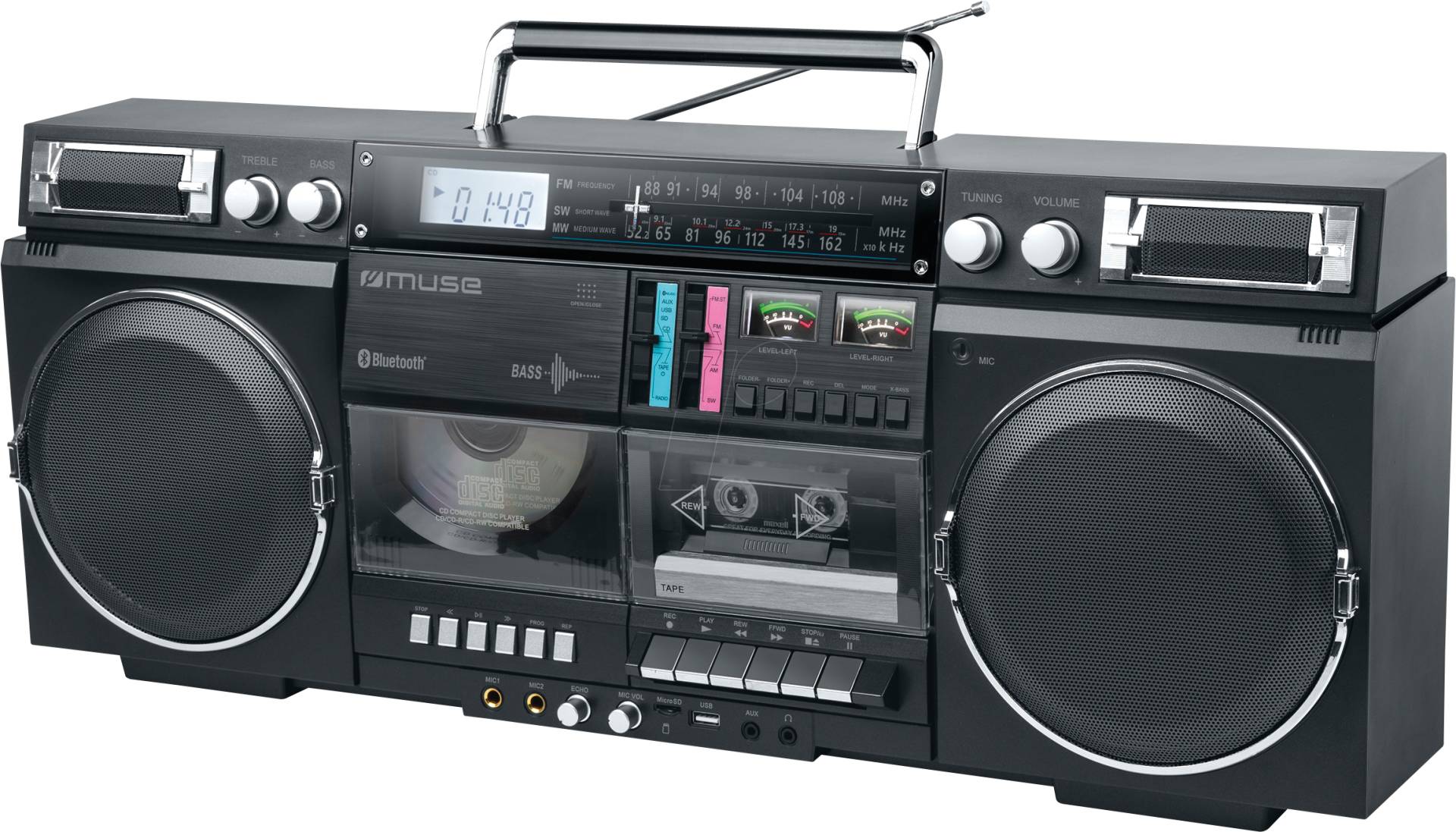 MUSE M-380 SW - Boombox M-380 mit Radio, CD, Kassette und Bluetooth von Muse