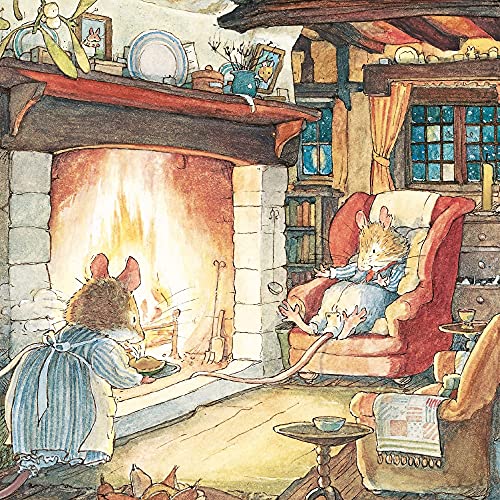 Museums & Galleries 8 illustrierte Weihnachtskarten – "Keeping Warm by the Fire" – 8 Karten mit einem schönen Design – aus der Brambly Hedge Reihe von Museums & Galleries