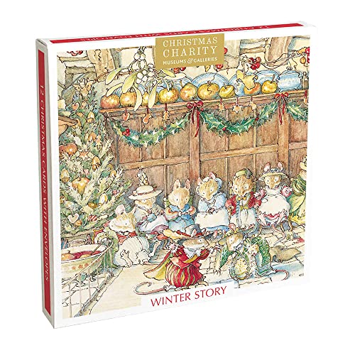 Museums & Galleries Box mit 12 künstlerischen Weihnachtskarten "Winter Story", 12 Karten, je 6 von 2 Designs aus der Brambly Hedge Reihe, mehrfarbig, 170 x 170 x 23 mm von Museums & Galleries